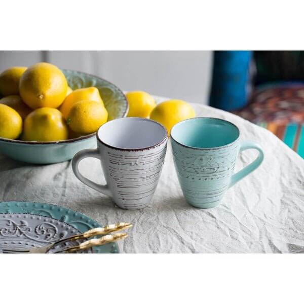 Rustic Fare Ceramic Mug Aqua, 14oz Luxury Co