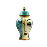 Isabella Art Deco Ceramic Jar Medium Jar Gold Accent