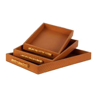 Cashel Farmhouse Tray Set Wood & Leather Tray Set