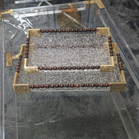Modern Acrylic Serving Tray with Gold Handles