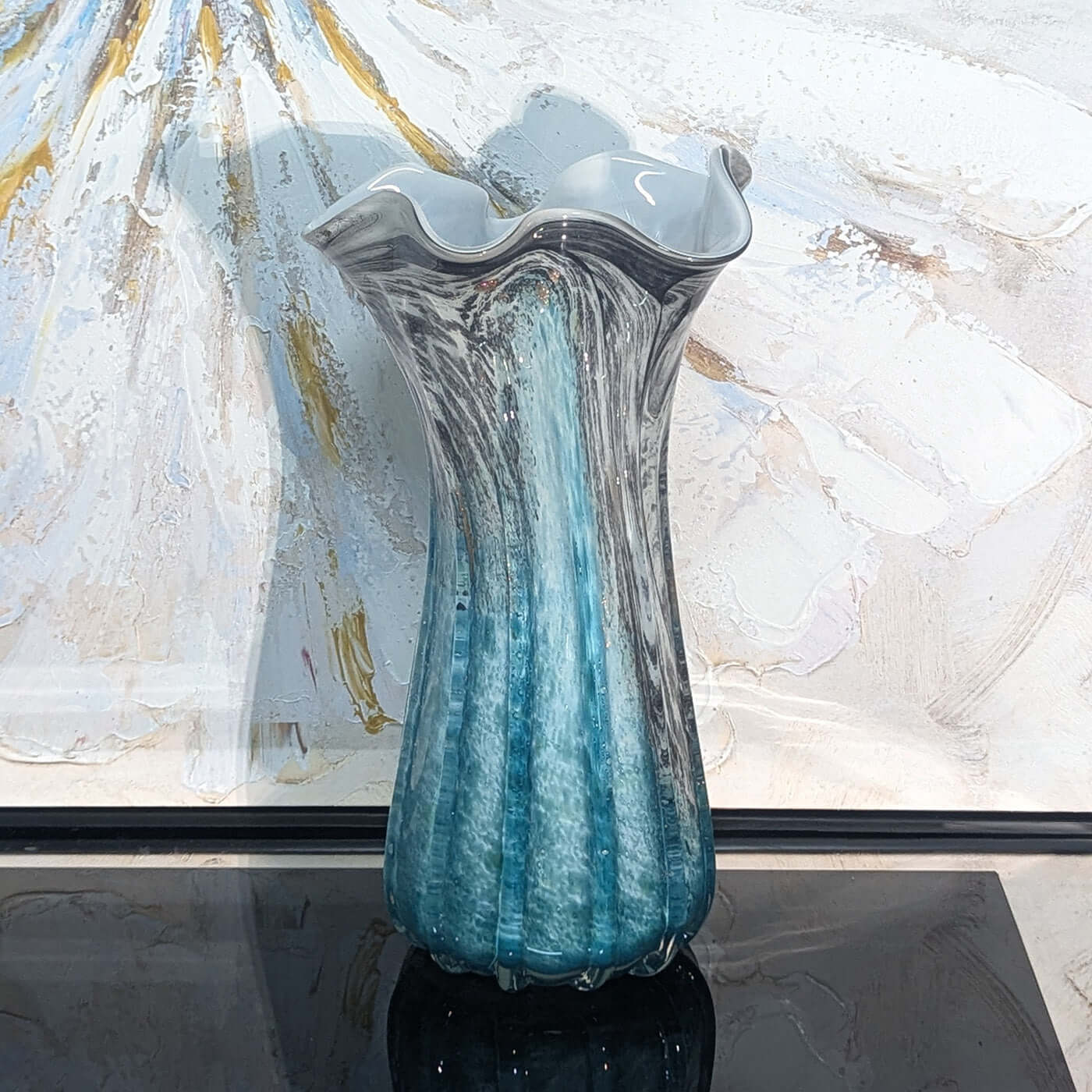 Seashell Marble Vase Effect Porcelain Vase – Sculptural, 36cm