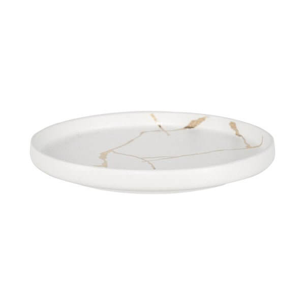 Wabi - Sabi Large Ceramic Round Plate White/Gold Luxury Co