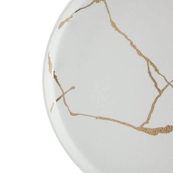 Wabi - Sabi Large Ceramic Round Plate White/Gold Luxury Co