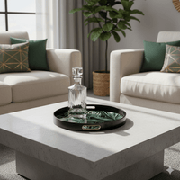 Tropical Leaf Glass Round Serving Tray