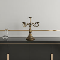 46cm Vintage Candlestick | Rustic Gold Farmhouse Style