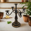 46cm Vintage Candlestick | Rustic Gold Farmhouse Style