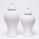Classic Ribbed White Ceramic Ginger Jar Set