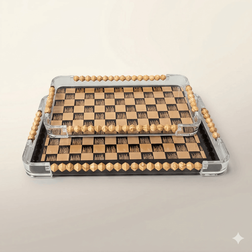 Acrylic Checkerboard Serving Tray Set