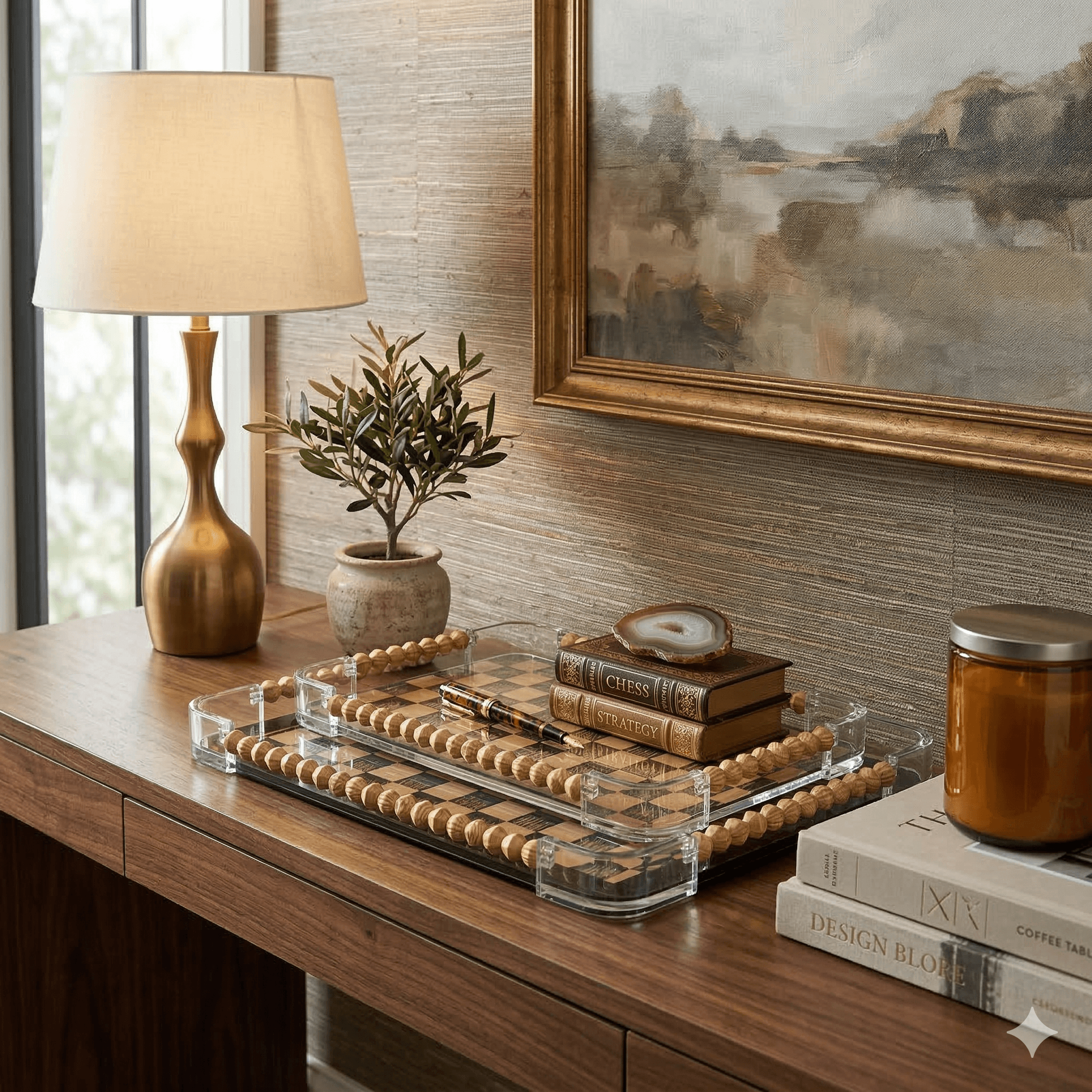 Acrylic Checkerboard Serving Tray Set