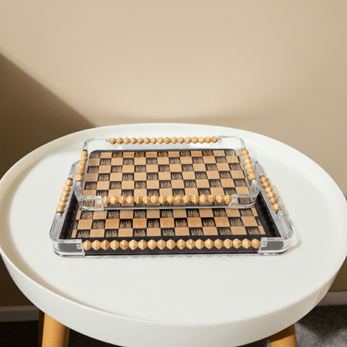Acrylic Checkerboard Serving Tray Set