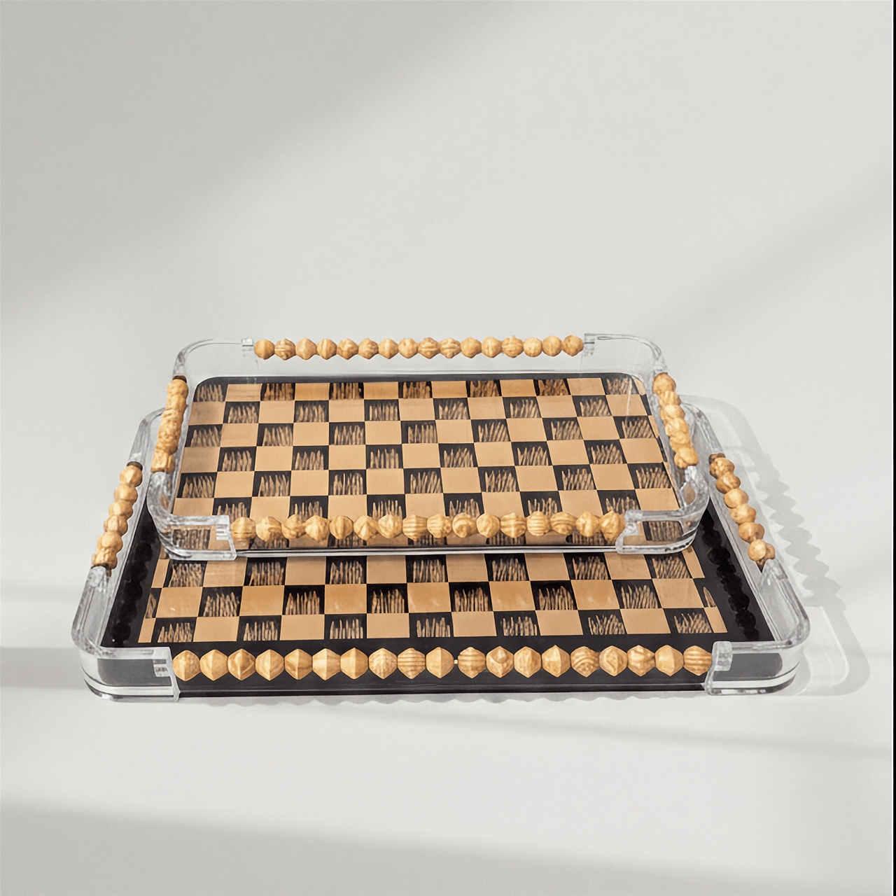 Acrylic Checkerboard Serving Tray Set