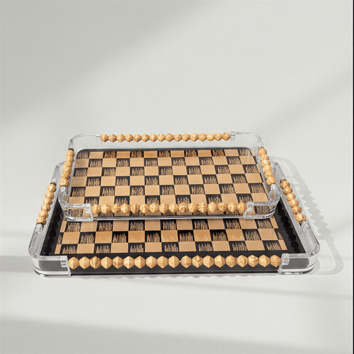 Acrylic Checkerboard Serving Tray Set