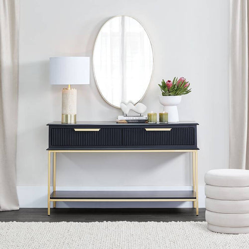 Aimee Black Fluted Console Table 140cm