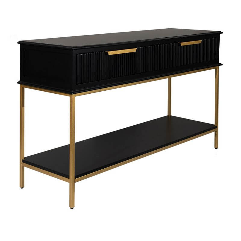 Aimee Black Fluted Console Table 140cm