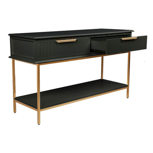 Aimee Black Fluted Console Table 140cm