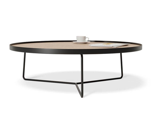 Alora Modern Black Oak Round Coffee Table