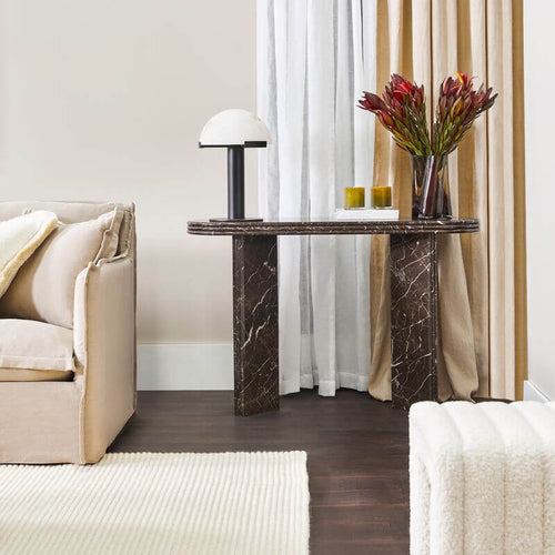 Andre Gold Inlay Marble Console Table