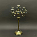 Antique 5 Arm Floral Candelabra - Rustic Aged Gold