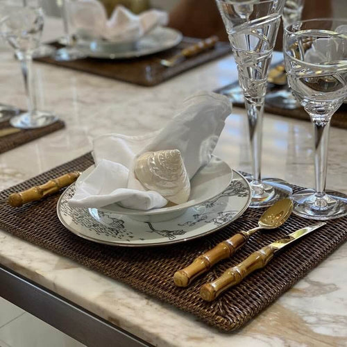 Antique Brown Rattan Rectangular Placemats