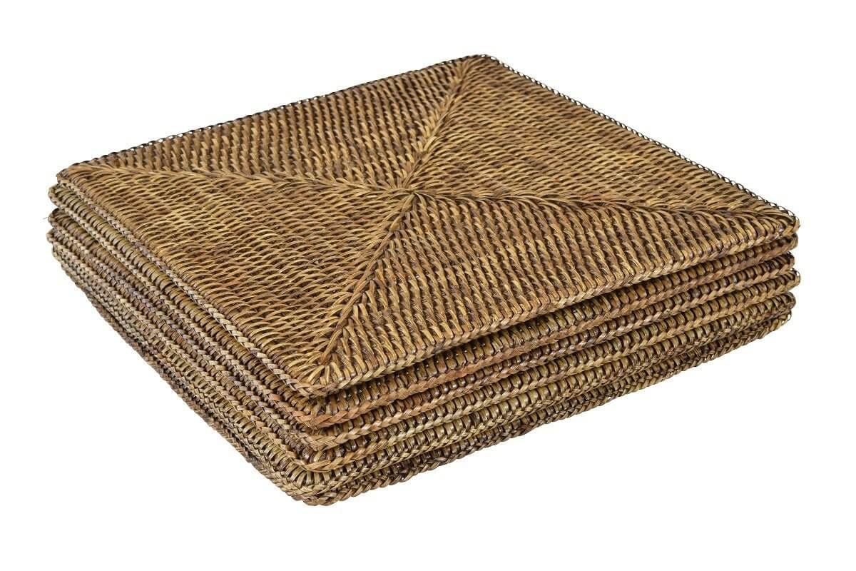 Antique Brown Square Rattan Placemats