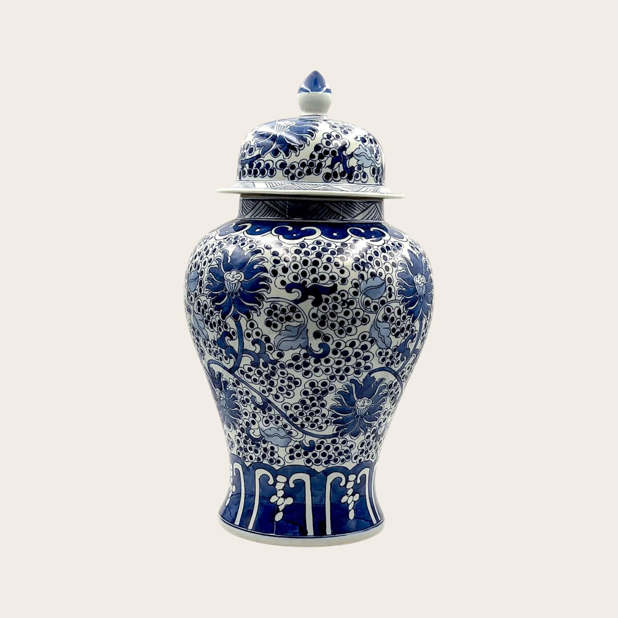 Antique Chinoiserie Blue and White Ceramic Ginger Jar - 46cm
