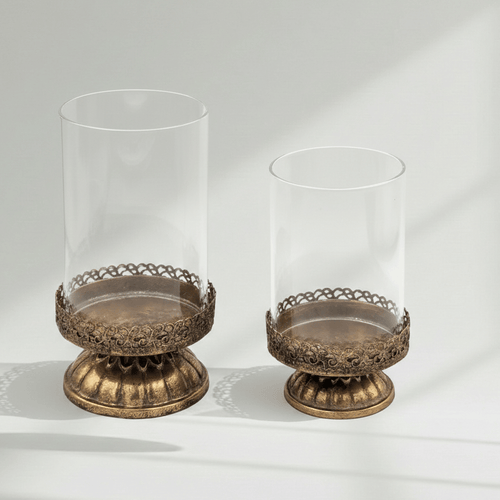 Antique Filigrana Rustic Gold Candlestick