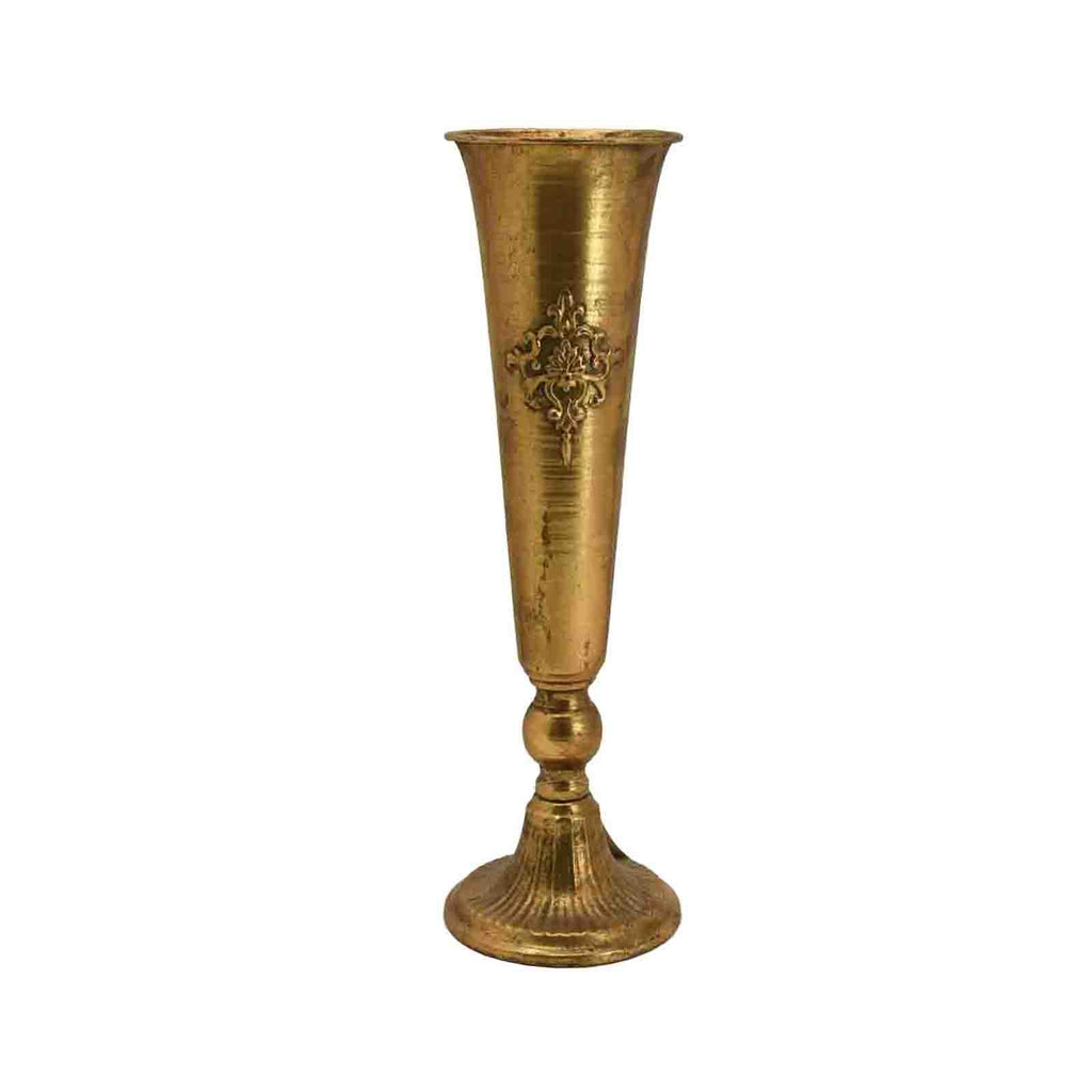 Antique Gold Tall Metal Vase 44cm