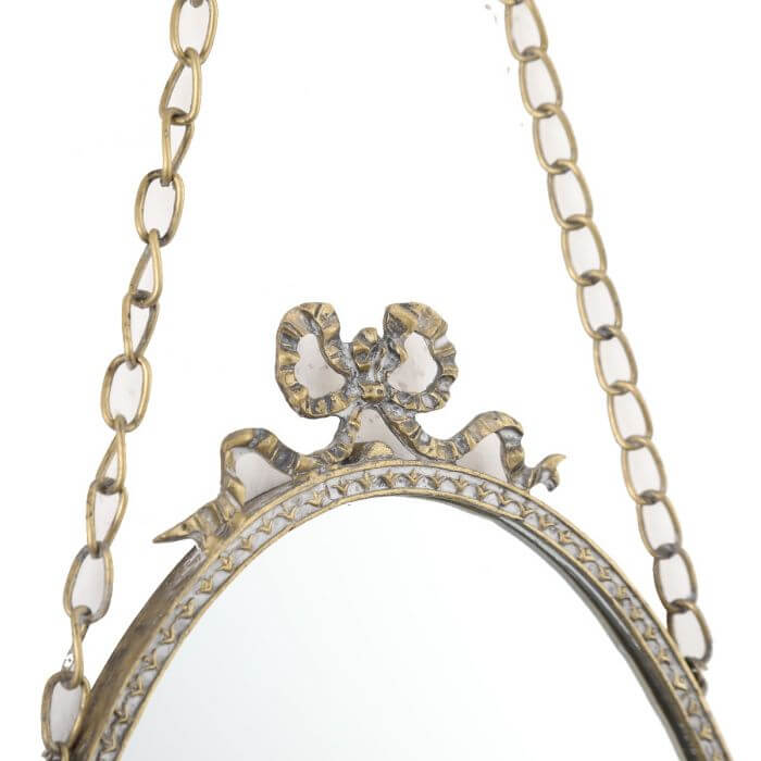 Antique Rustic Gold Oval Hanging Mirror (56cm H)