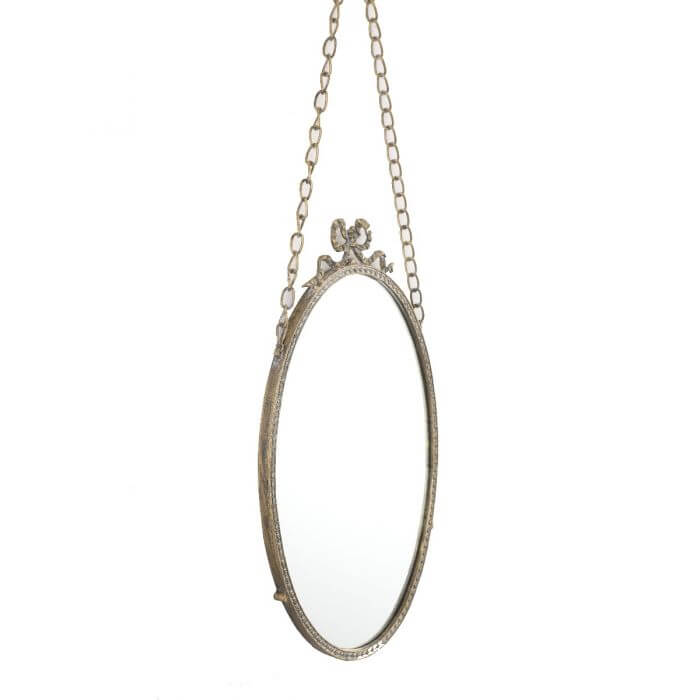 Antique Rustic Gold Oval Hanging Mirror (56cm H)