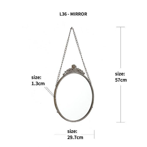 Antique Rustic Gold Oval Hanging Mirror (56cm H)