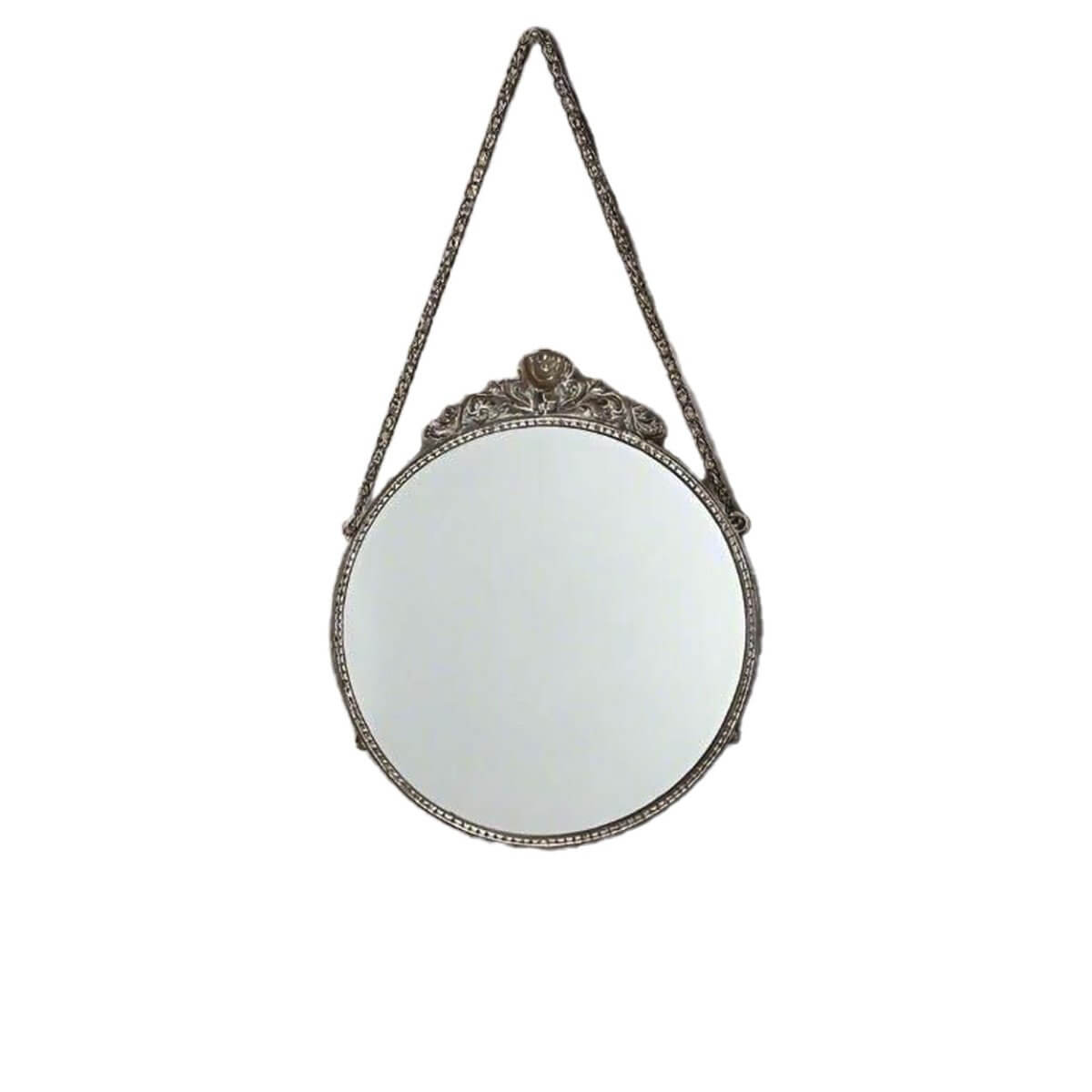 Antique Rustic Gold Round Hanging Mirror
