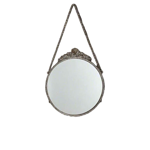 Antique Rustic Gold Round Hanging Mirror