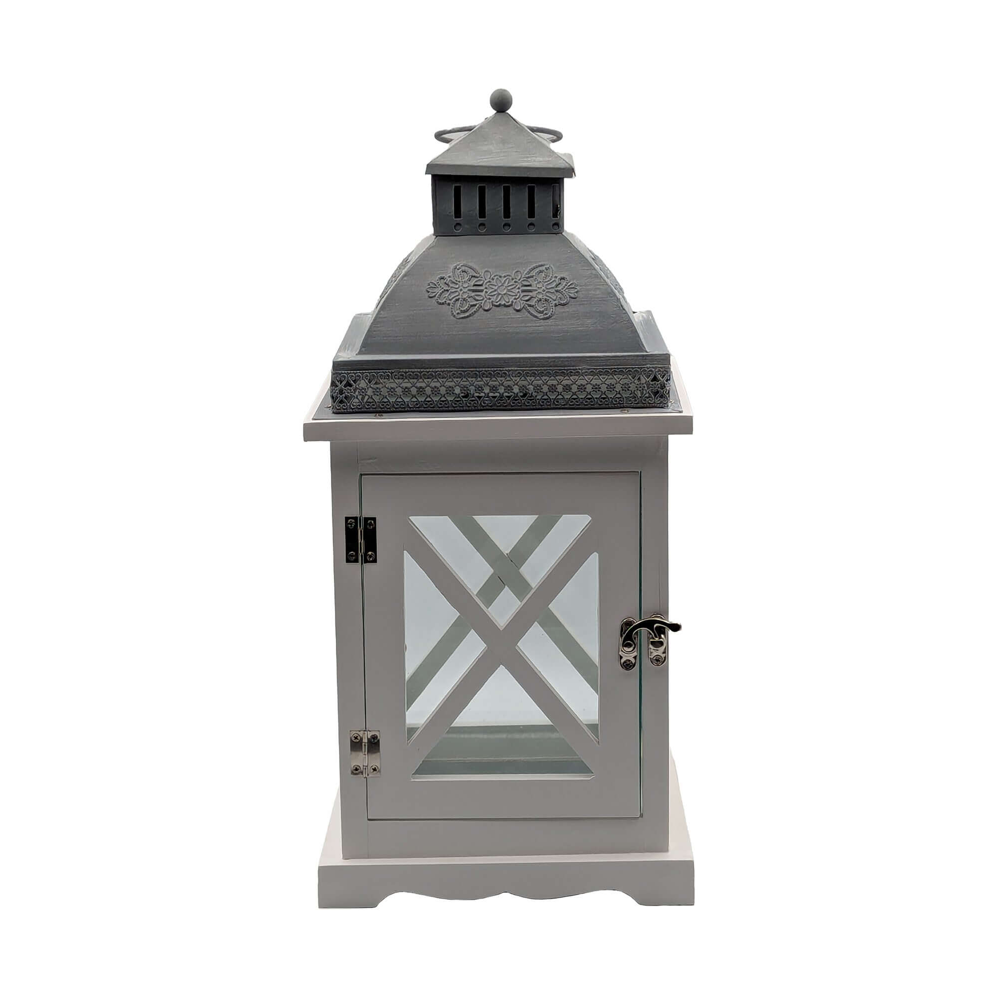 Antique White Timber Lantern Set of 2