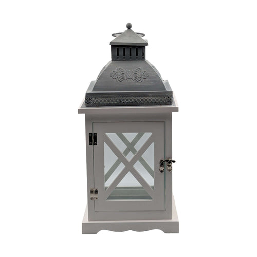 Antique White Timber Lantern Set of 2