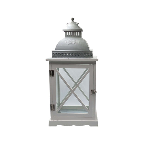 Antique White Timber Lantern Set of 2