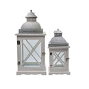 Antique White Timber Lantern Set of 2