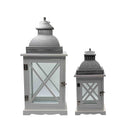 Antique White Timber Lantern Set of 2