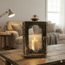 Arabesque Rustic Gold Metal Lantern