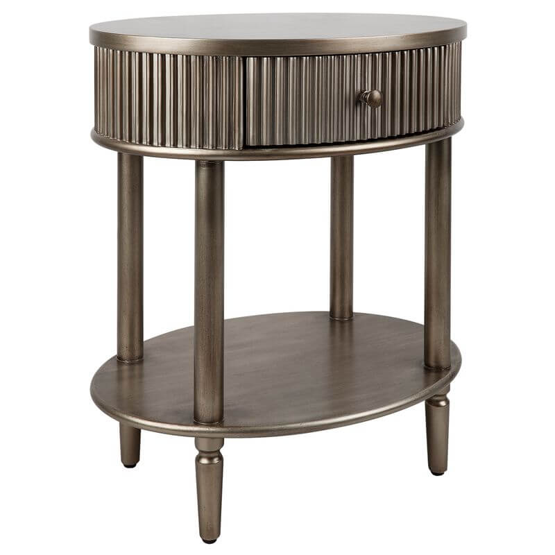 Arielle Bedside Table Art Deco Antique Gold Finish