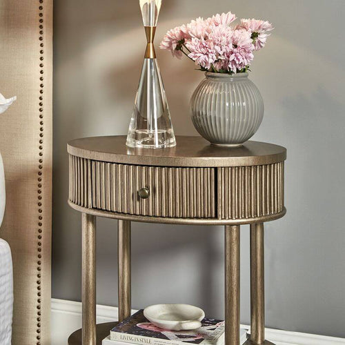 Arielle Bedside Table Art Deco Antique Gold Finish