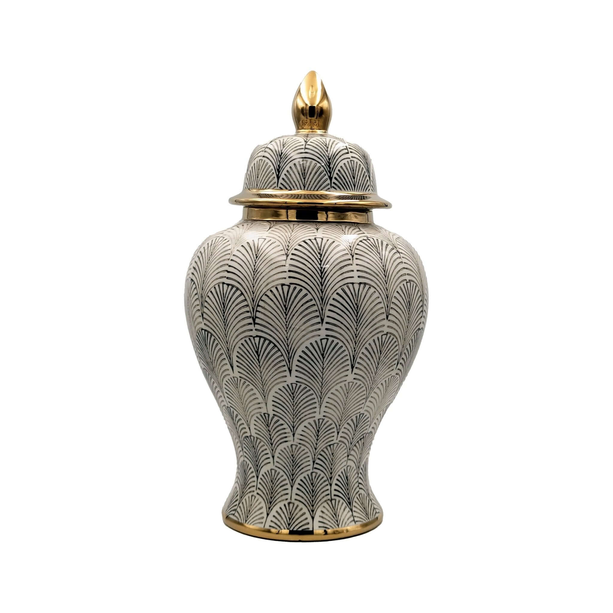 Art Deco Black White Gold Statement Jar Large