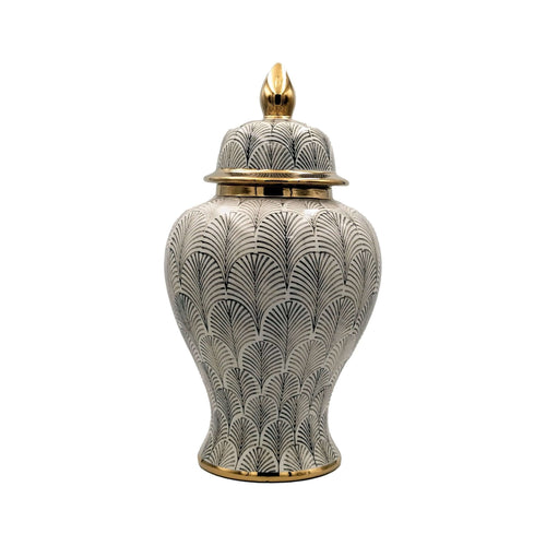 Art Deco Black White Gold Statement Jar Large