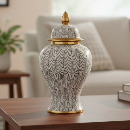 Art Deco Black White Gold Statement Jar