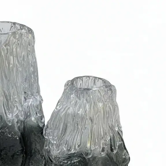 Artisan Hand Blown Smoked Glass Vase Set