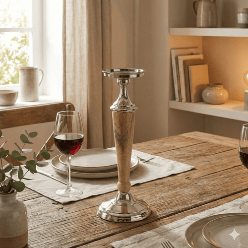 Atlas Modern Wood & Aluminium Candle Stickcandle holders,Clearance,Modern Candle Holder