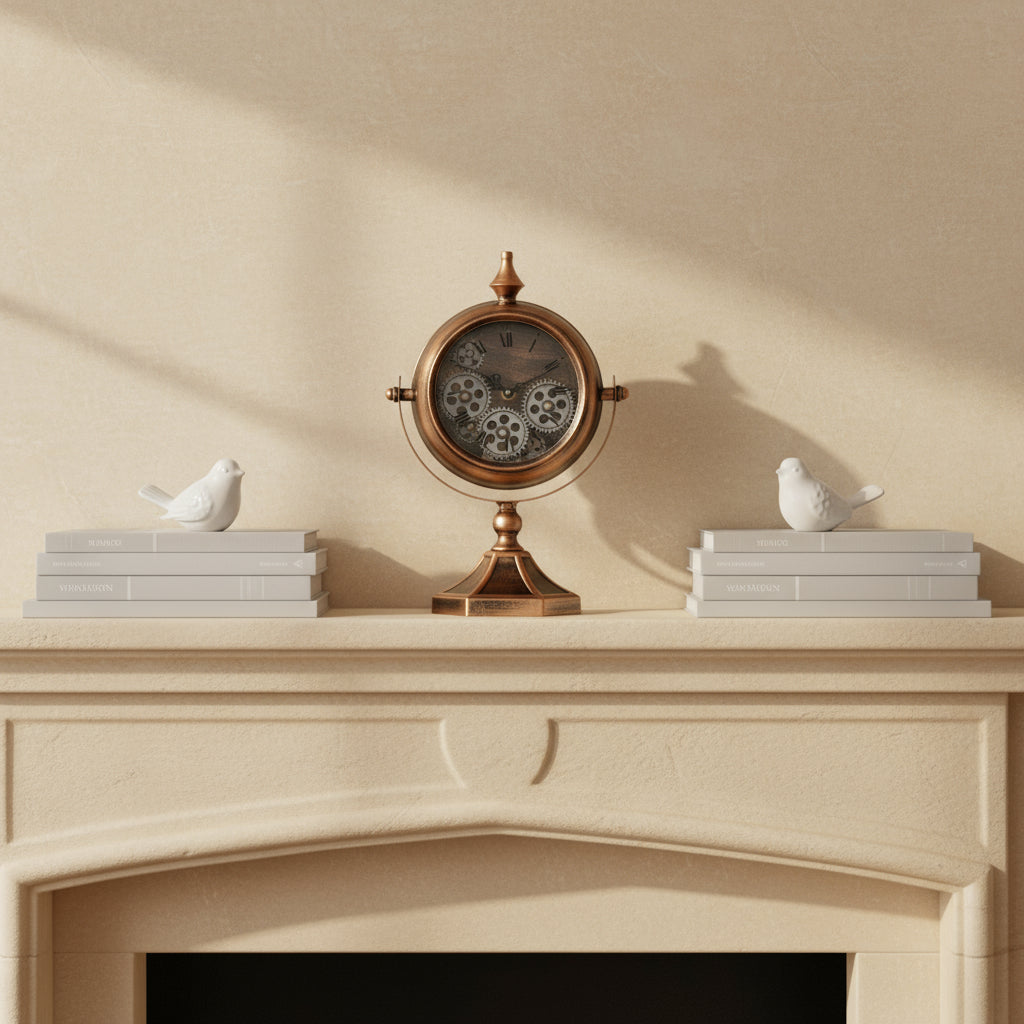 Atlas Rose Gold Gear Table Clock 38cm