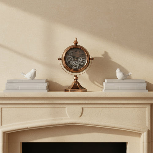 Atlas Rose Gold Gear Table Clock 38cm