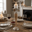Atlas Tall Aluminium Wood Candle Stick