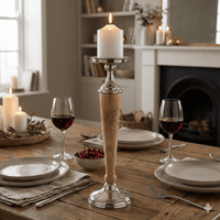 Atlas Tall Aluminium Wood Candle Stick