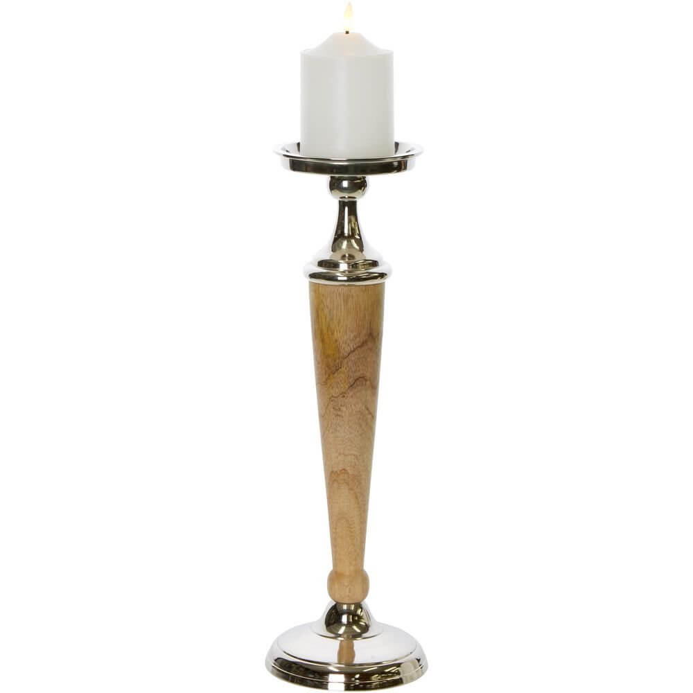 Atlas Tall Aluminium Wood Candle Stick